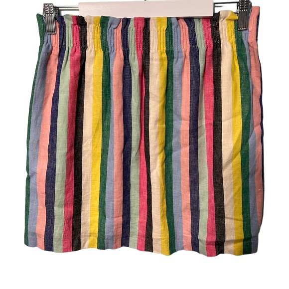J. Crew Colorful Stripped Lined Skirt Linen Blend Stretch Waist Size 6 - Picture 2 of 6